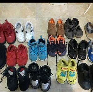 Red Jordan's, orange lebrons,  black/greyJordan's